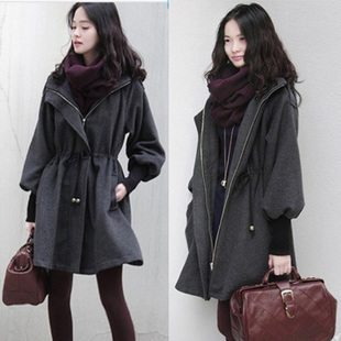 2012 autumn and winter women woolen overcoat thickening woolen outerwear plus size medium-long trench