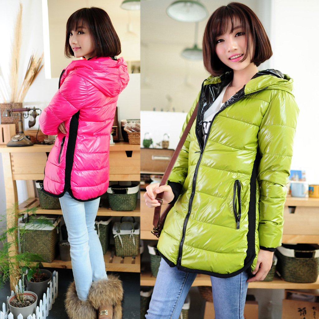 2012 autumn and winter women zipper with a hood thermal medium-long wadded jacket cotton-padded jacket cotton-padded jacket