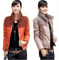 2012 autumn and winter womenfashionable casual button wadded jacket lady fur collar short design cotton-padded jacket