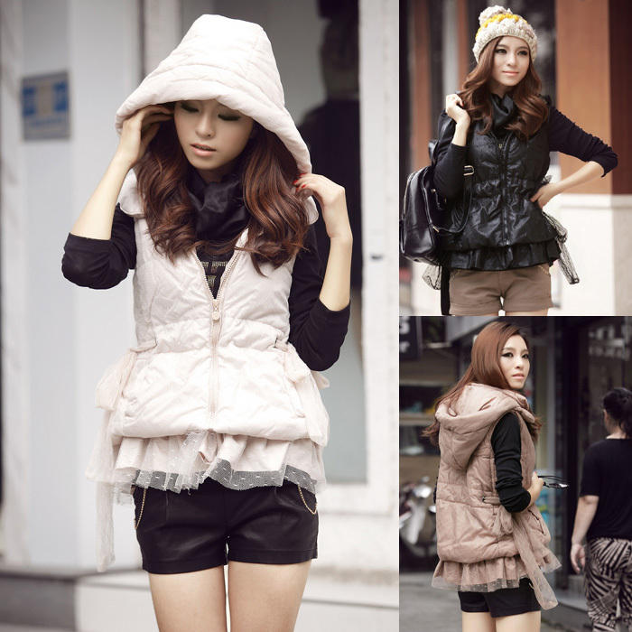 2012 autumn and winter YISHION casual hooded vest women's vest cotton vest outerwear