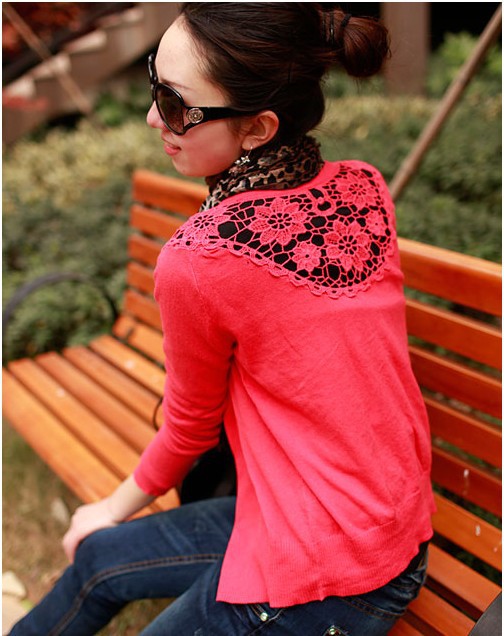 2012 autumn back cutout sweater women's air conditioning shirt Cardigan Open Casual Womens Tops