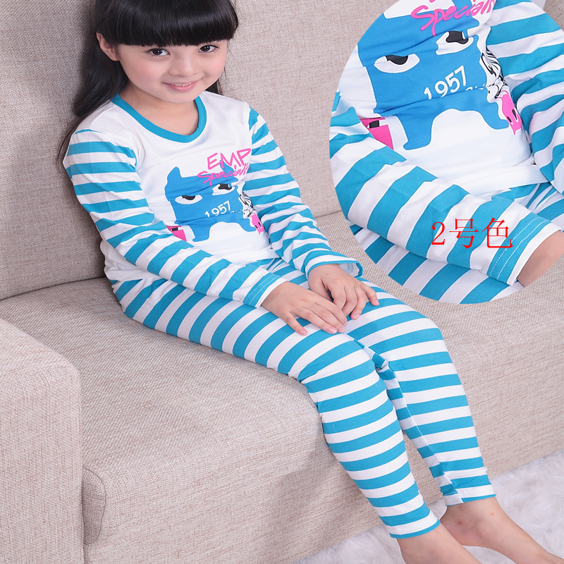 2012 autumn big children's clothing 100% cotton child underwear set male child baby sleepwear long-sleeve female child lounge