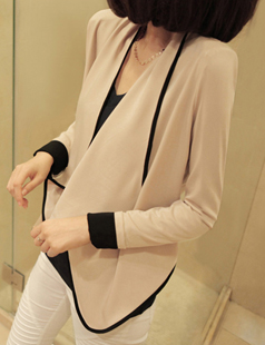 2012 autumn brief fashion all-match long-sleeve pad shoulder width short design color block short jacket female