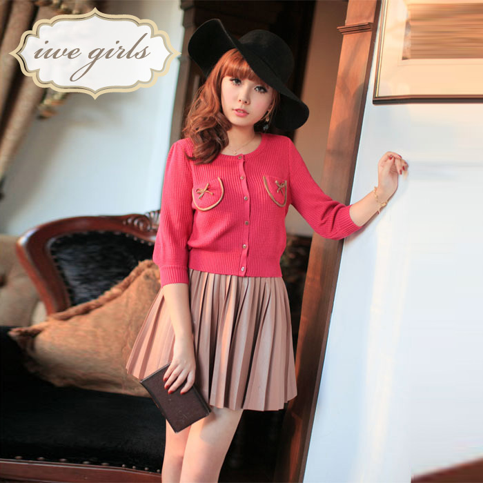 2012 autumn brief milk circled pleated leather female high waist skirt short skirt