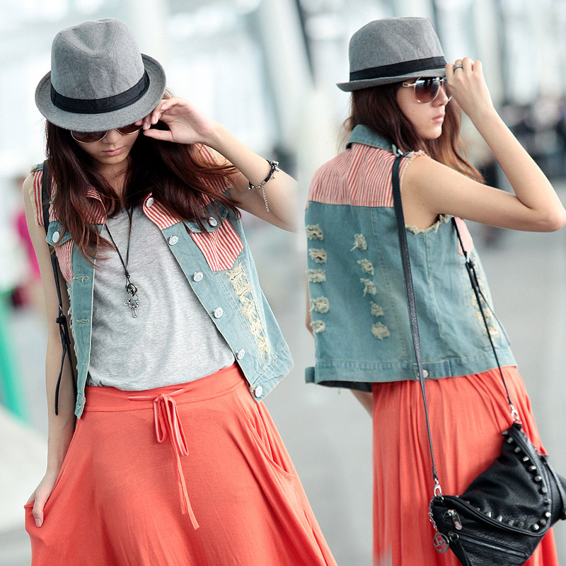 2012 autumn button hole women's personalized all-match female vest x8024