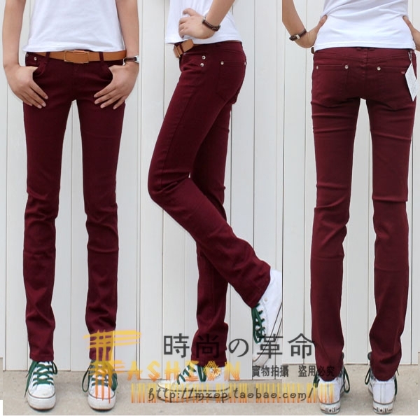 2012 autumn candy color pencil pants plus size elastic casual skinny pants female basic jeans female