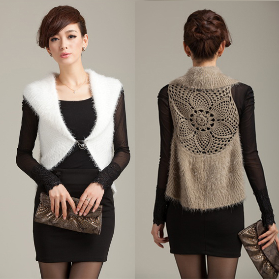 2012 autumn cape sweater female cardigan flock printing cutout sweater short design outerwear air conditioning shirt