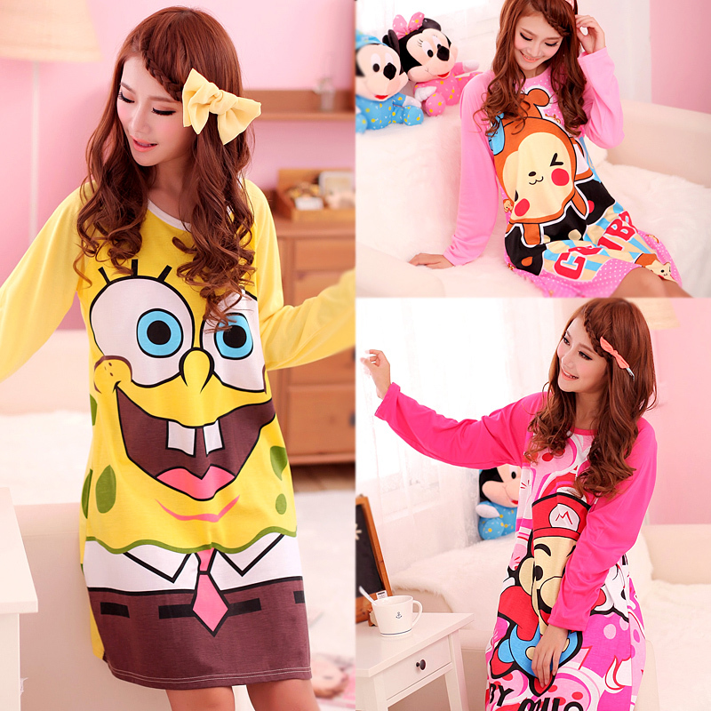 2012 autumn cartoon nightgown long-sleeve nightgown cotton spring and autumn princess sleepwear 1025