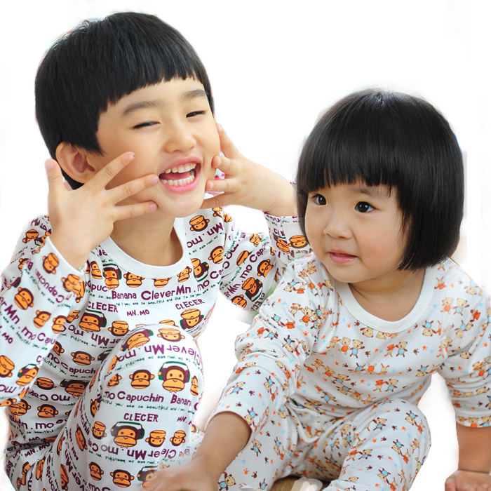 2012 autumn child boys clothing girls clothing lounge autumn underwear 100% cotton underwear set