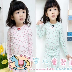 2012 autumn children's clothing female child rose underwear set lounge