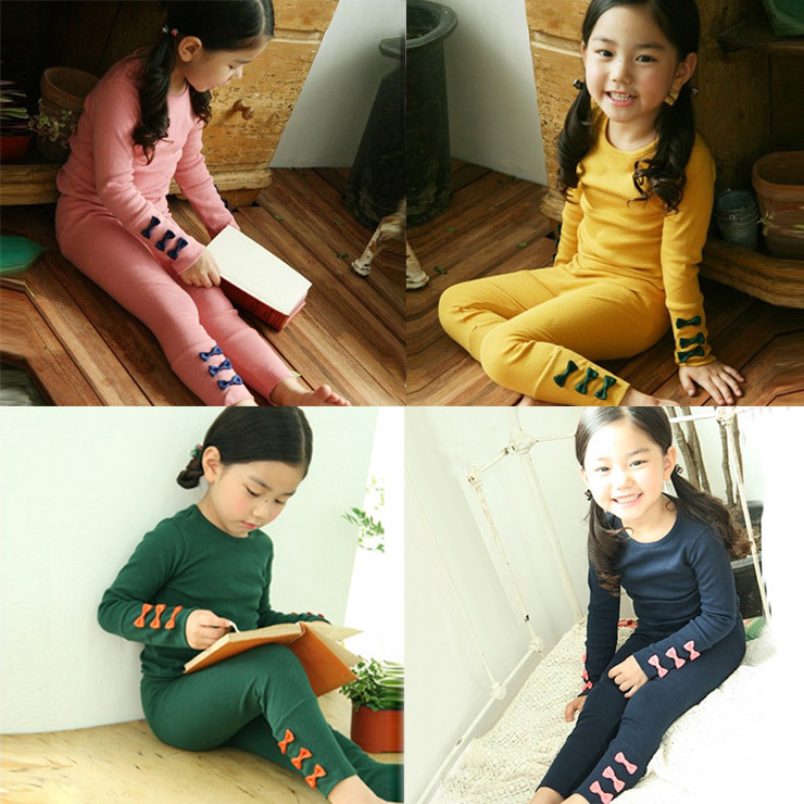 2012 autumn chromophous all-match bow long-sleeve T-shirt trousers set underwear set at home set