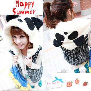 2012 autumn cute with a hood hooded all-match polka dot vest female