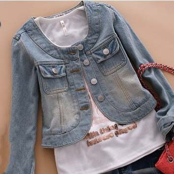 2012 autumn denim coat o-neck slim denim outerwear denim coat