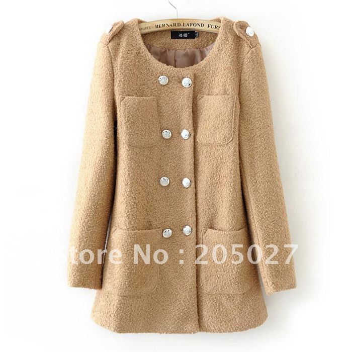 2012 autumn double breasted wool coat  woolen outerwear hot-selling women's trench coat  freeshipping