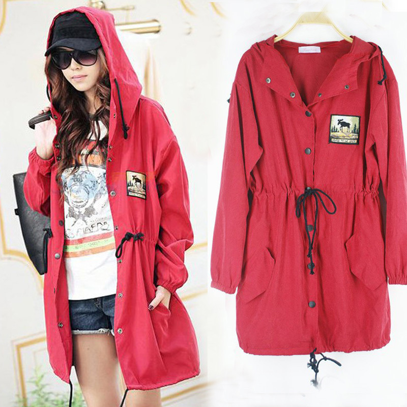 2012 autumn drawstring Women trench female outerwear spring and autumn outerwear women's long design trench