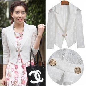 2012 autumn elegant blazer women's all-match slim cutout lace coat short design