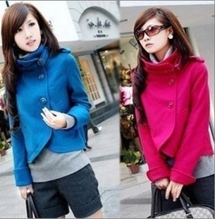 2012 autumn elegant stand collar woolen outerwear woolen short design outerwear all-match wool outerwear female