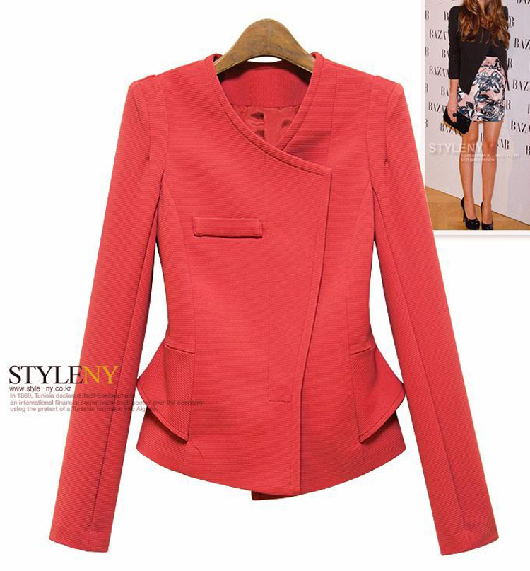 2012 autumn european version of ol slim high quality elegant slanting lapel slim coat top