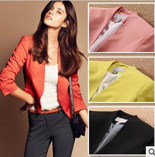 2012 Autumn fashion candy bright color womens' short Suits Blazer  jacket  three quartee sleeve porkets elegant slim outwear