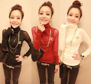 2012 autumn fashion gauze knitted basic shirt t-shirt