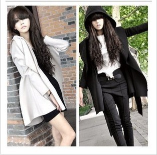 2012 autumn fashion handsome with a hood outerwear long design trench punk style free shipping