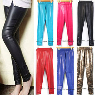 2012 autumn fashion multicolour slimming faux leather pants tights legging pencil pants female