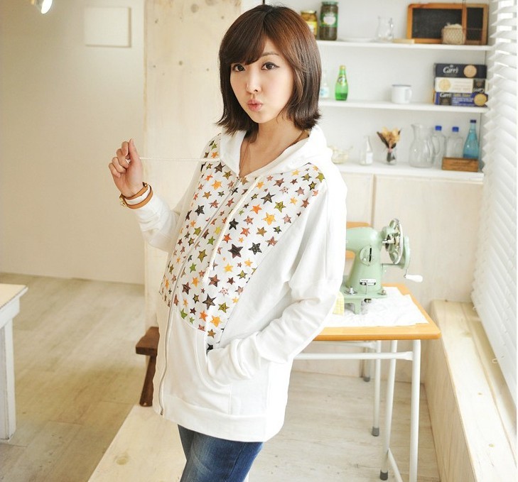 2012 autumn fashion plus size maternity with a hood cardigan maternity casual outerwear