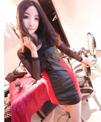 2012 autumn fashion sexy leather yarn slinky one-piece dress basic skirt