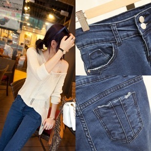 2012 autumn fashion slim dark color water wash blue jeans skinny pants pencil pants k144