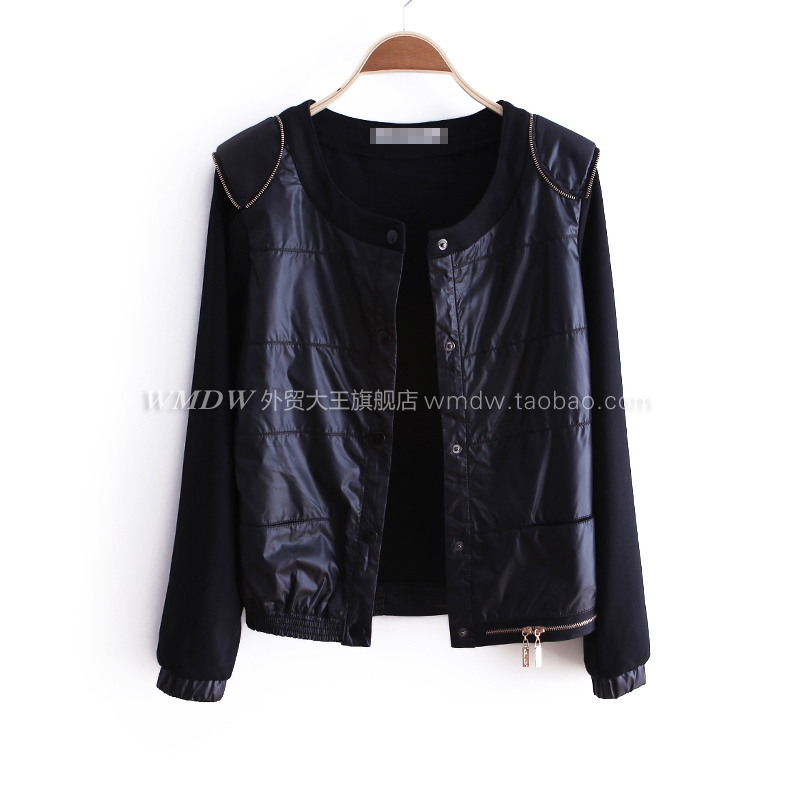 2012 autumn fashion unisex wind fashion zipper style slim PU patchwork short design leather clothing outerwear ww2637