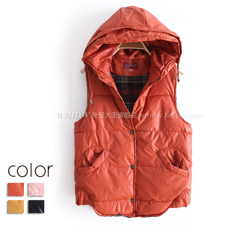 2012 autumn fashion with a hood single breasted cotton-padded casual vest outerwear ww2682