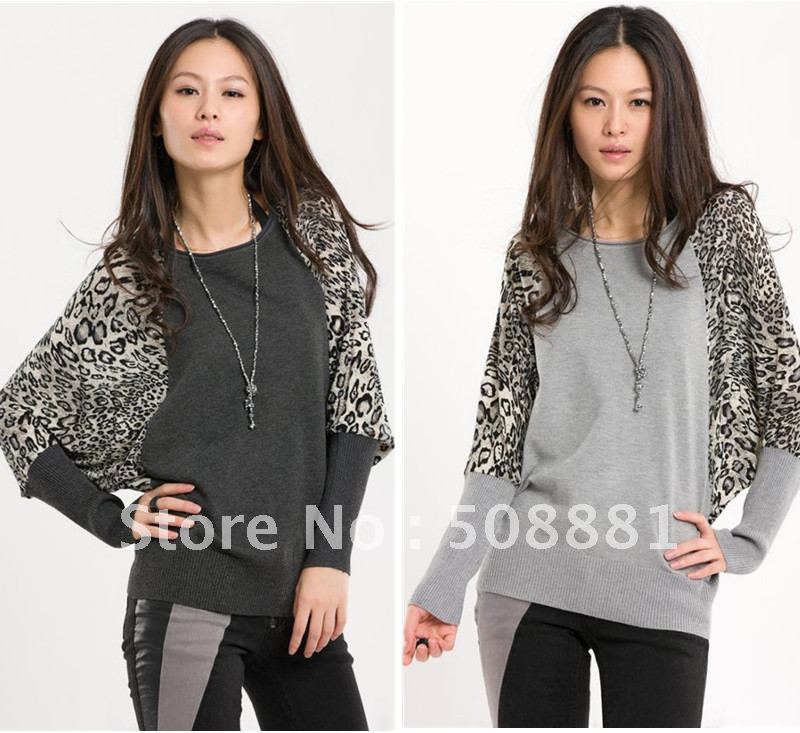 2012 autumn fashion women's leopard print shirt long-sleeve basic shirt women sweater fashion