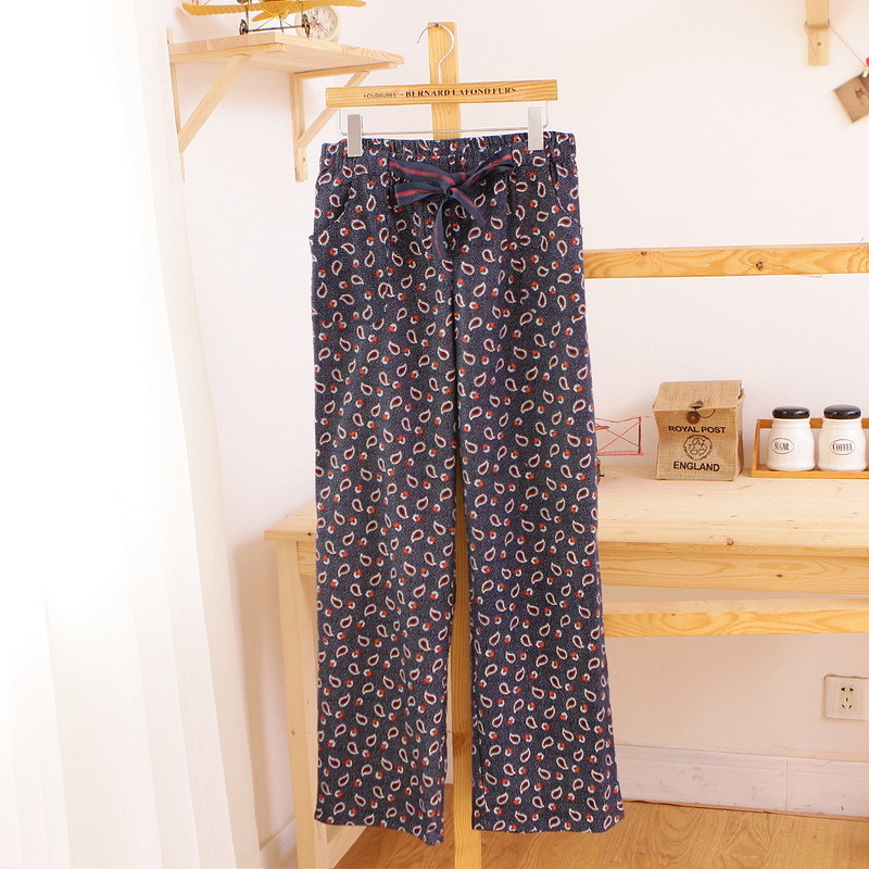 2012 autumn female print dot 100% cotton home casual trousers pajama pants plus size 32-k55