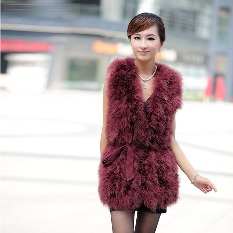 2012 autumn fur coat ostracods wool vest turkey sweater vest medium-long female