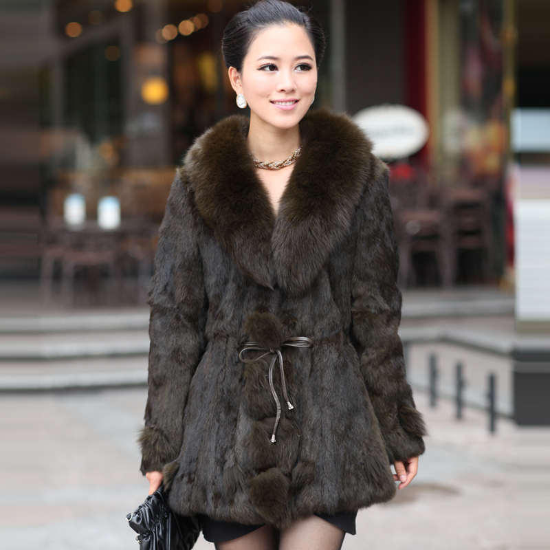 2012 autumn fur women's medium-long fur coat fox fur rabbit fur outerwear