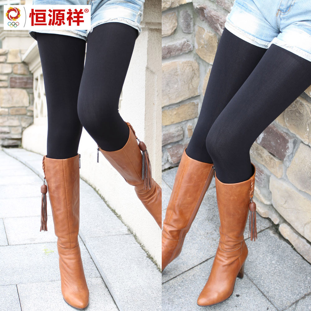 2012 autumn HENG YUAN XIANG female bamboo charcoal fiber legging double layer thickening warm pants