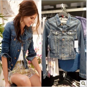 2012 autumn hm classic retro finishing distrressed casual denim outerwear short jacket female