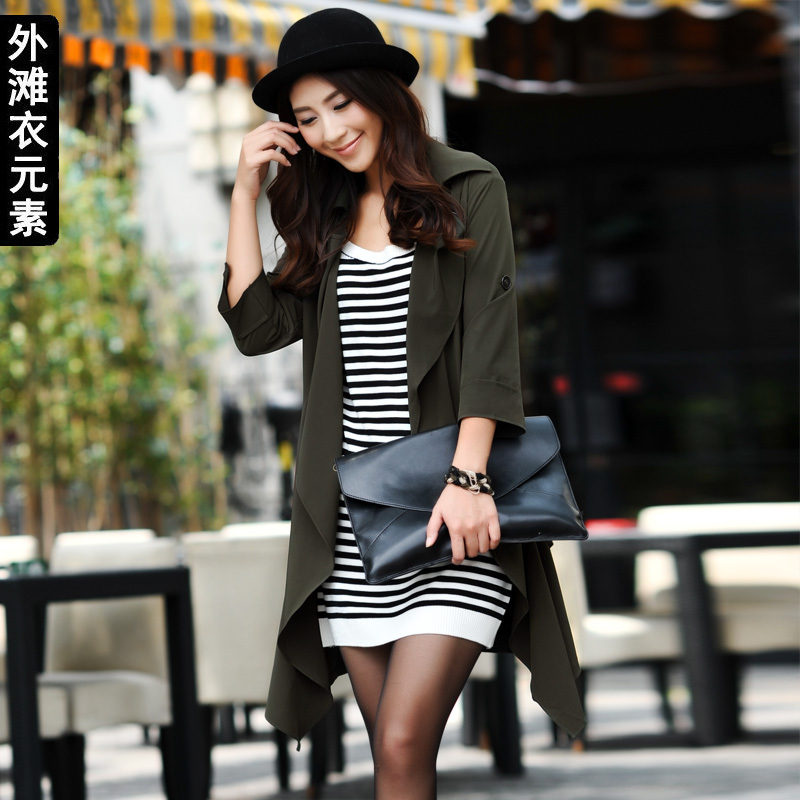 2012 autumn irregular women's trench spring and autumn casual outerwear female slim trench female 802