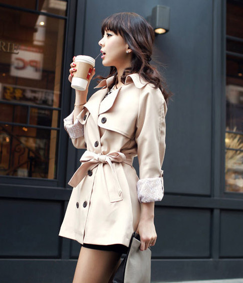 2012 autumn lace sleeve trench outerwear q816p80