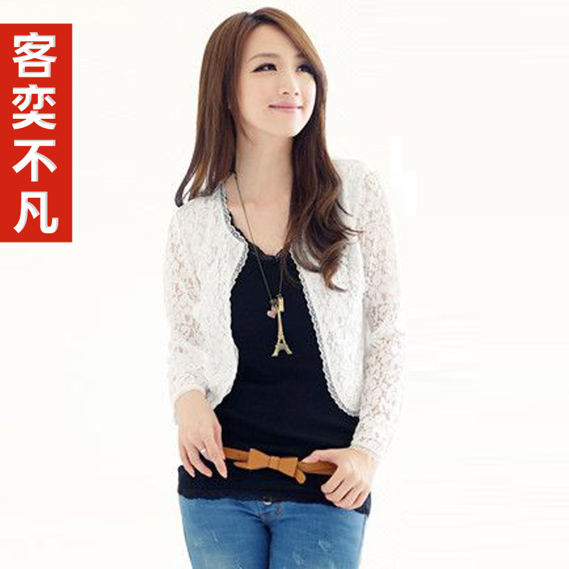 2012 autumn long-sleeve short design blazer small cape all-match lace cardigan slim short jacket