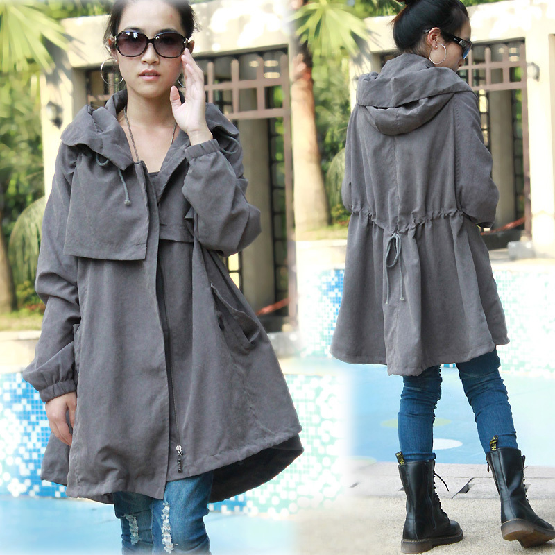 2012 autumn loose plus size batwing sleeve poncho women's trench outerwear female