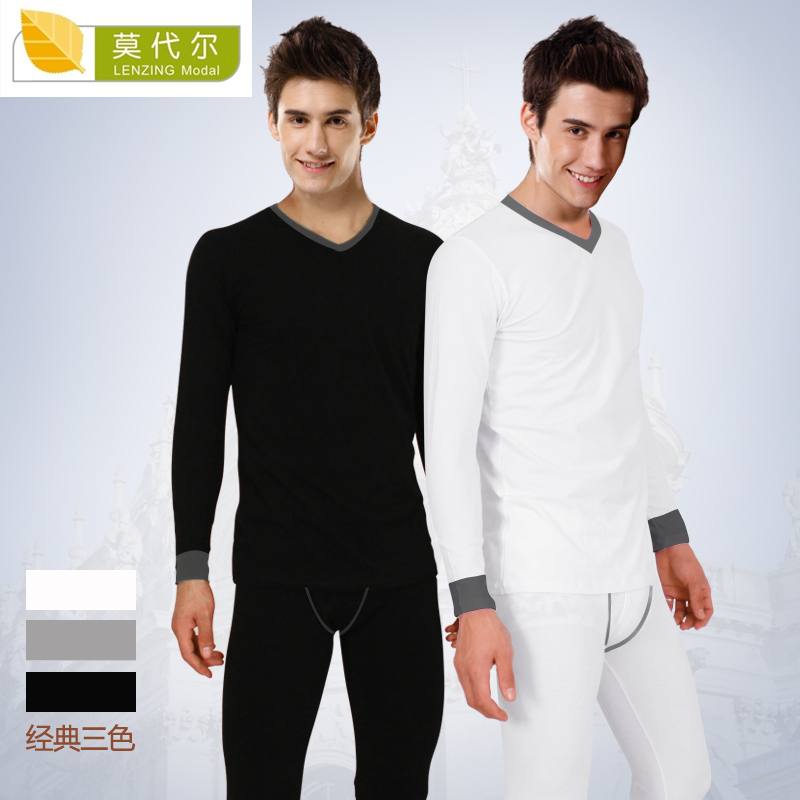 2012 autumn male modal thermal  set basic V-neck     underwear long