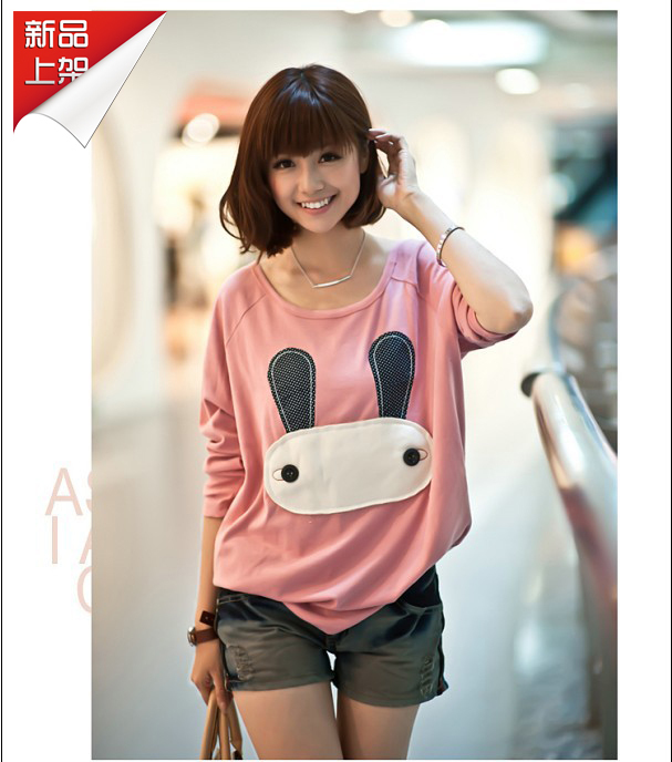 2012 autumn maternity cartoon rabbit batwing sleeve loose maternity sports sweatshirt t-shirt maternity top