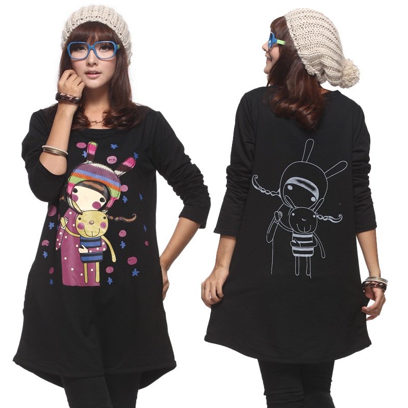 2012 autumn maternity clothing bear girl print loose plus size long-sleeve maternity t-shirt