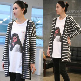 2012 autumn maternity clothing classic stripe maternity t-shirt cardigan long-sleeve top outerwear