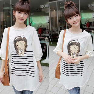 2012 autumn maternity clothing fashion three quarter sleeve maternity t-shirt plus size top