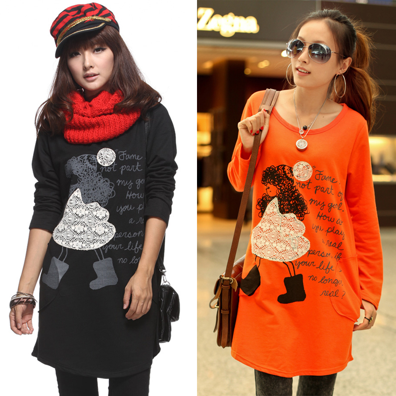 2012 autumn maternity clothing loose maternity top casual long-sleeve T-shirt long design sweatshirt outerwear