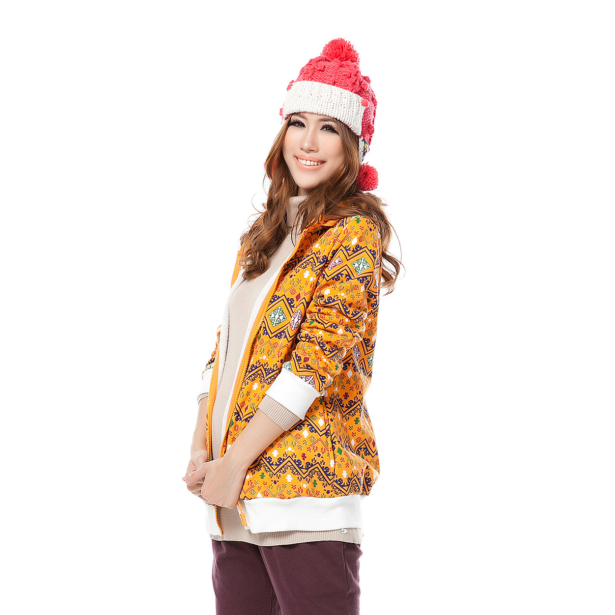 2012 autumn maternity outerwear fashion maternity clothing print hooded long-sleeve outerwear