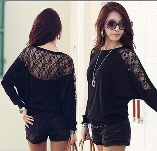 2012 autumn mother clothing loose plus size lace patchwork t-shirt medium-long maternity clothing cotton t-shirt female