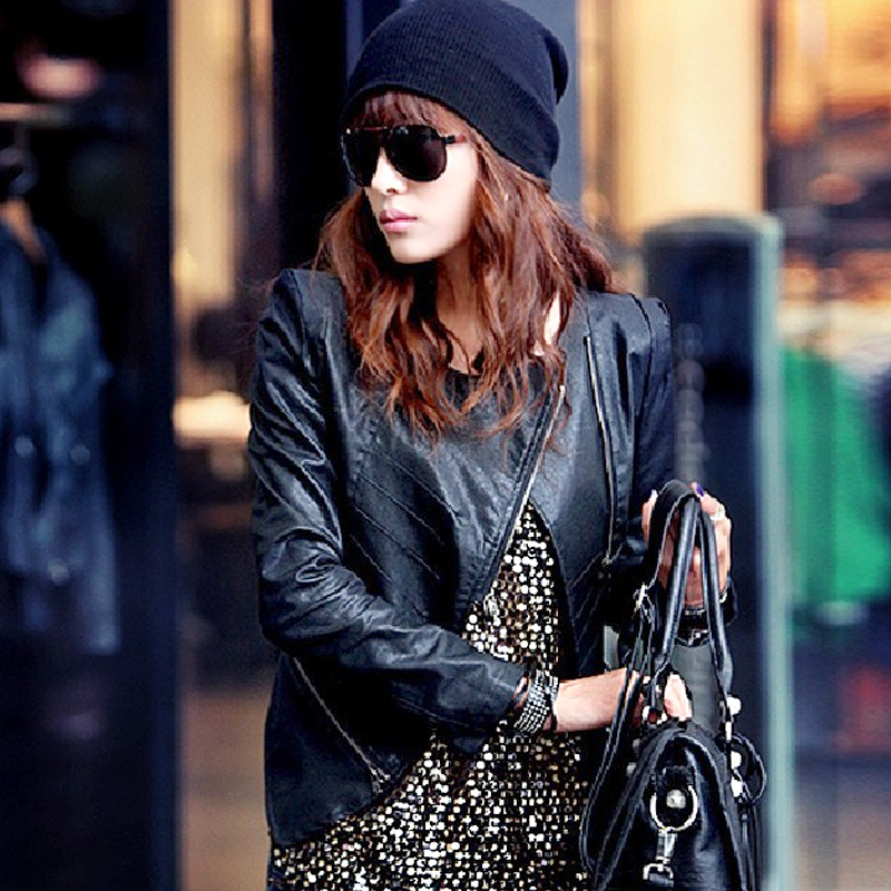 2012 autumn motorcycle jacket PU short design leather clothing female outerwear jacket 11b2058a